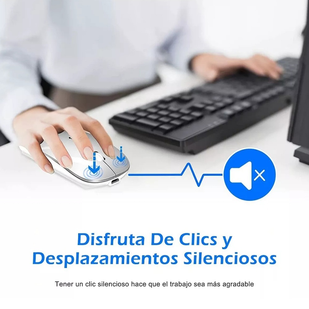 Ratón Inalámbrico Recargable Bluetooth Modo Dual Delgado 2.4