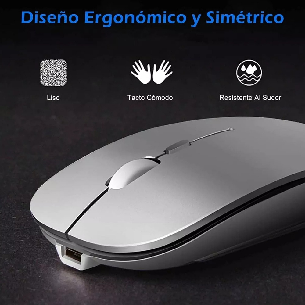Ratón Inalámbrico Recargable Bluetooth Modo Dual Delgado 2.4