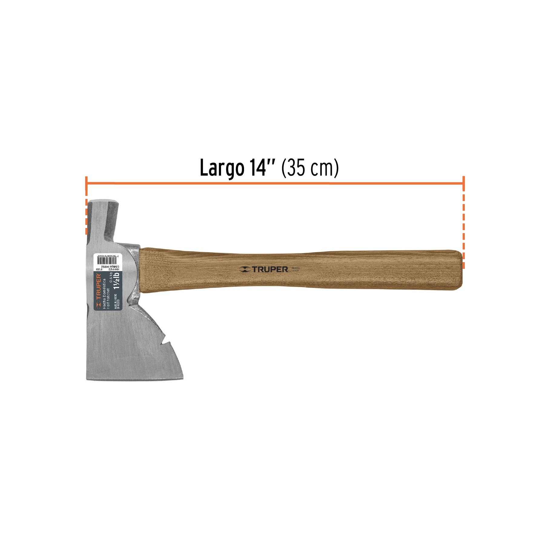 HACHA DOMÉSTICA 1-1/2 LB, MANGO HICKORY 14", TRUPER 14952