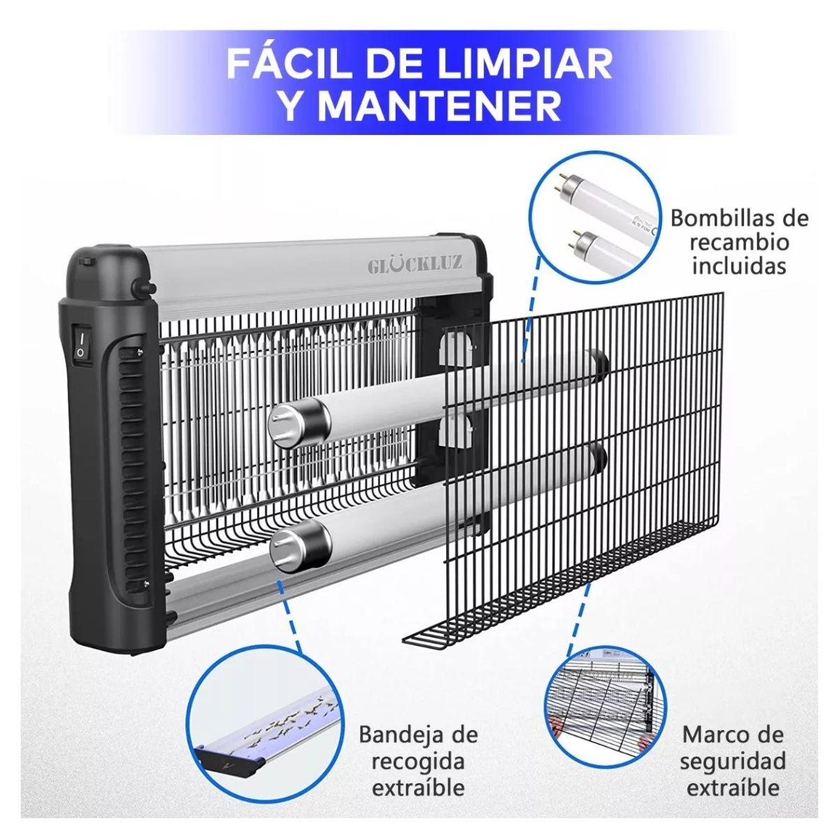 Lámpara Mata Mosquitos Eléctrico Matamoscas 20w, Negro