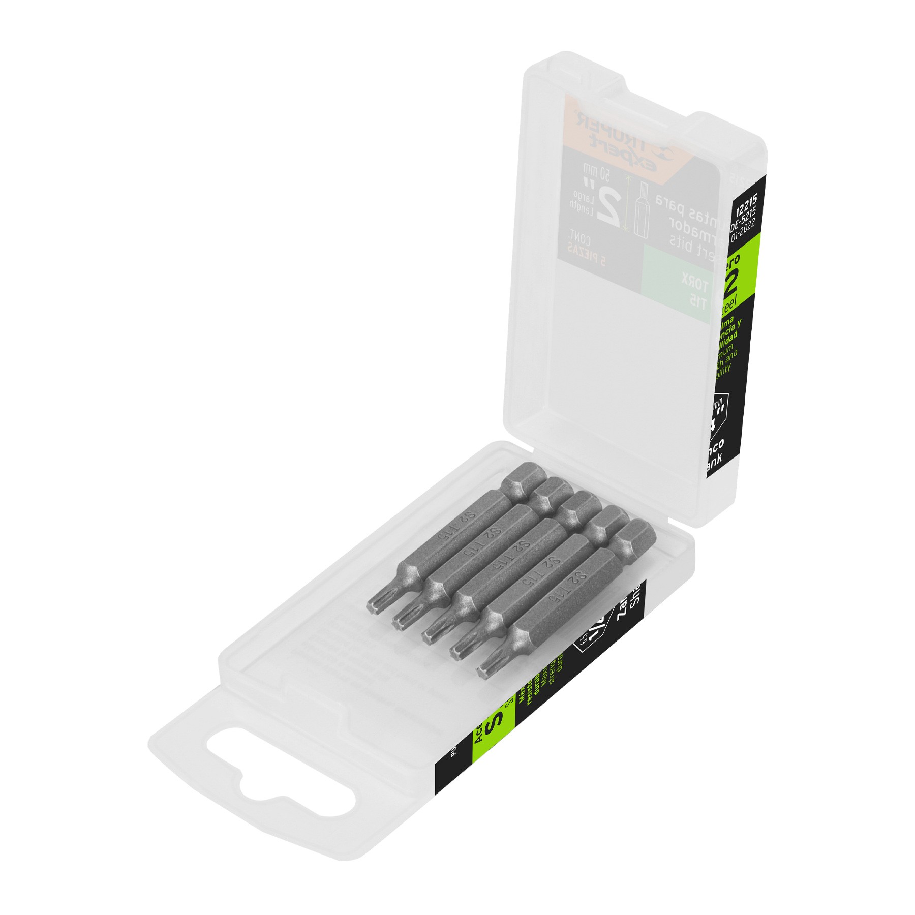 ESTUCHE CON 5 PUNTAS TORX T15 LARGO 2", TRUPER EXPERT 12215