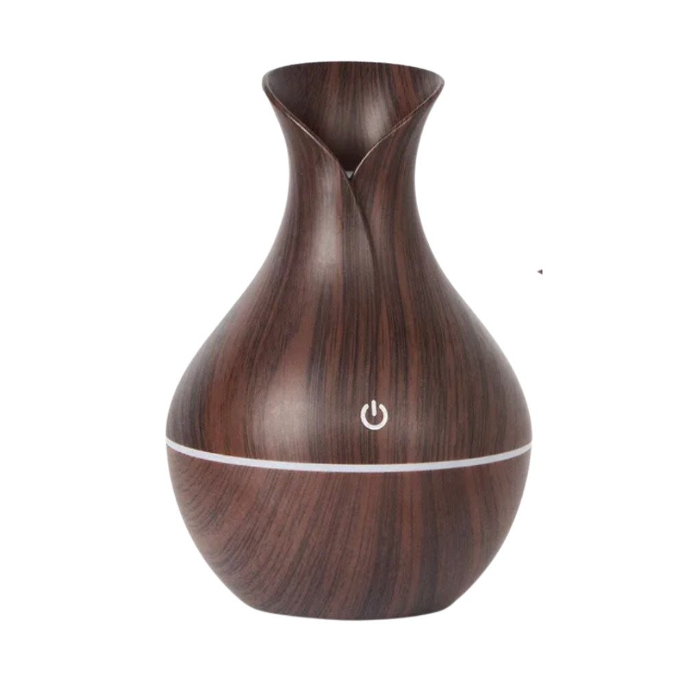 Humidificador de Aromaterapia - Florero de Madera para el Hogar - BLANCO y CAFÉ