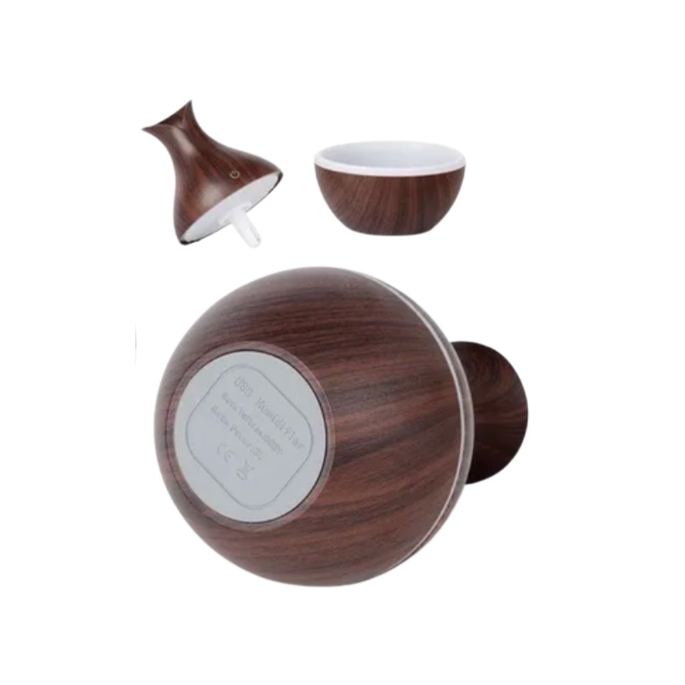 Humidificador de Aromaterapia - Florero de Madera para el Hogar - BLANCO y CAFÉ