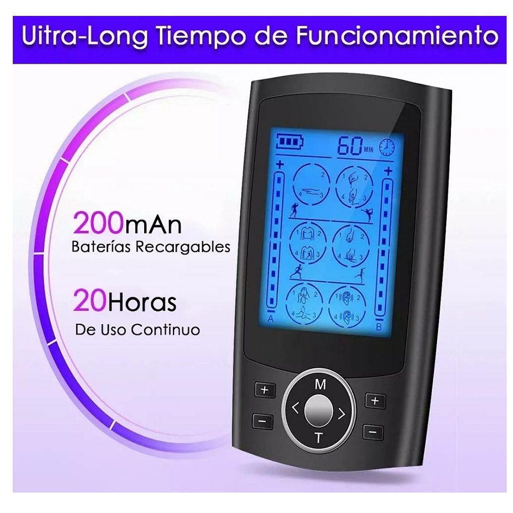 Tens/ems Electroestimulador De Pulso Recargable 24 Modos