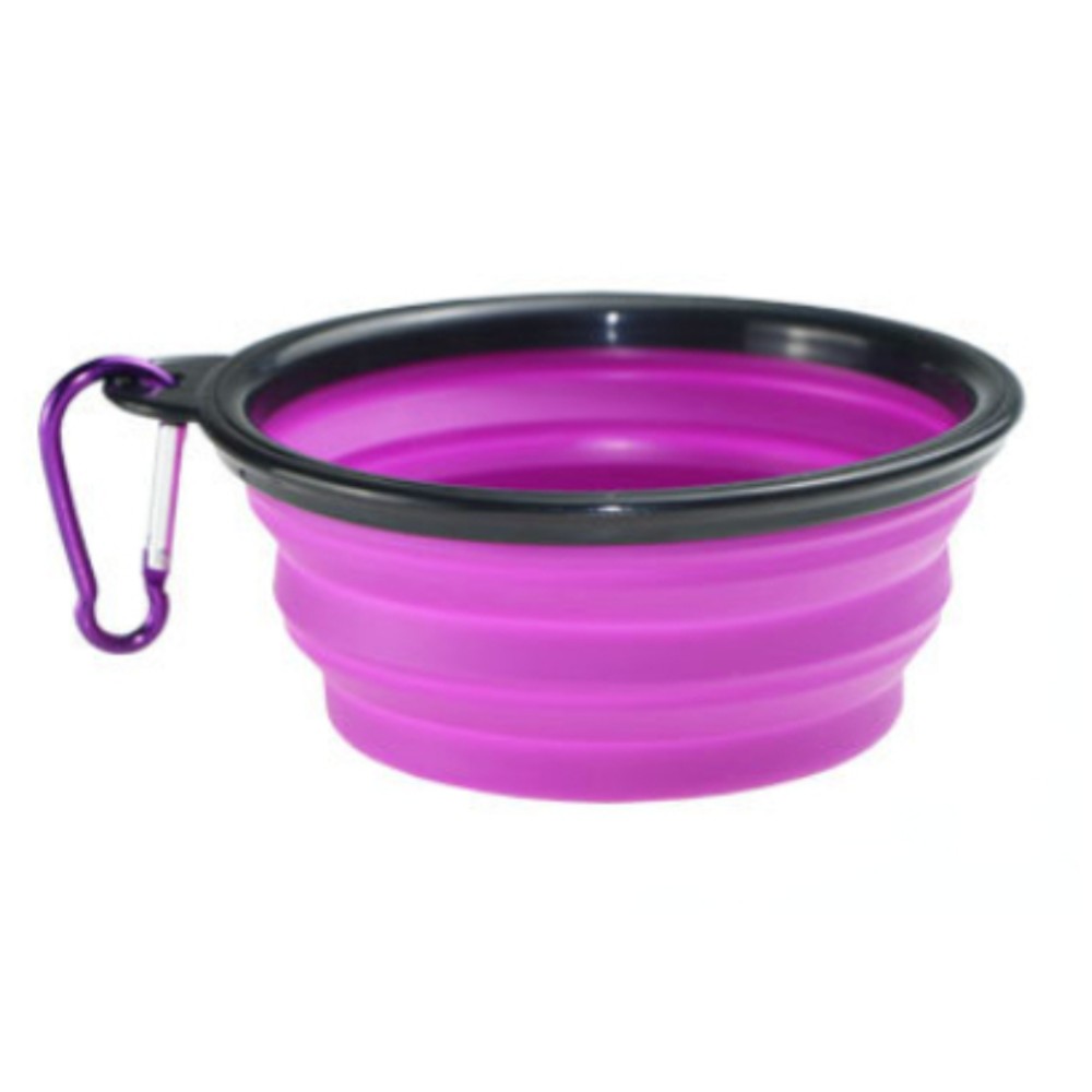 Plato Plegable de Silicona para Mascotas - Cuenco Portátil MORADO