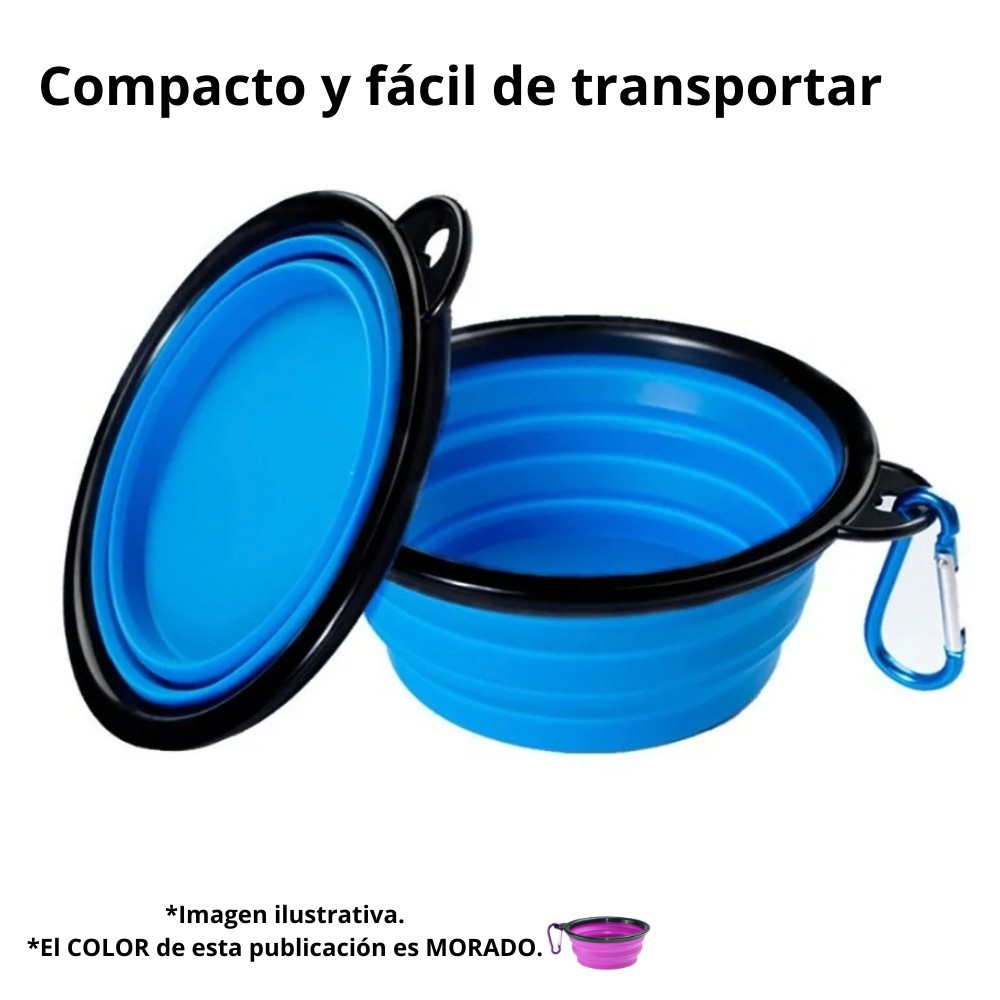 Plato Plegable de Silicona para Mascotas - Cuenco Portátil MORADO