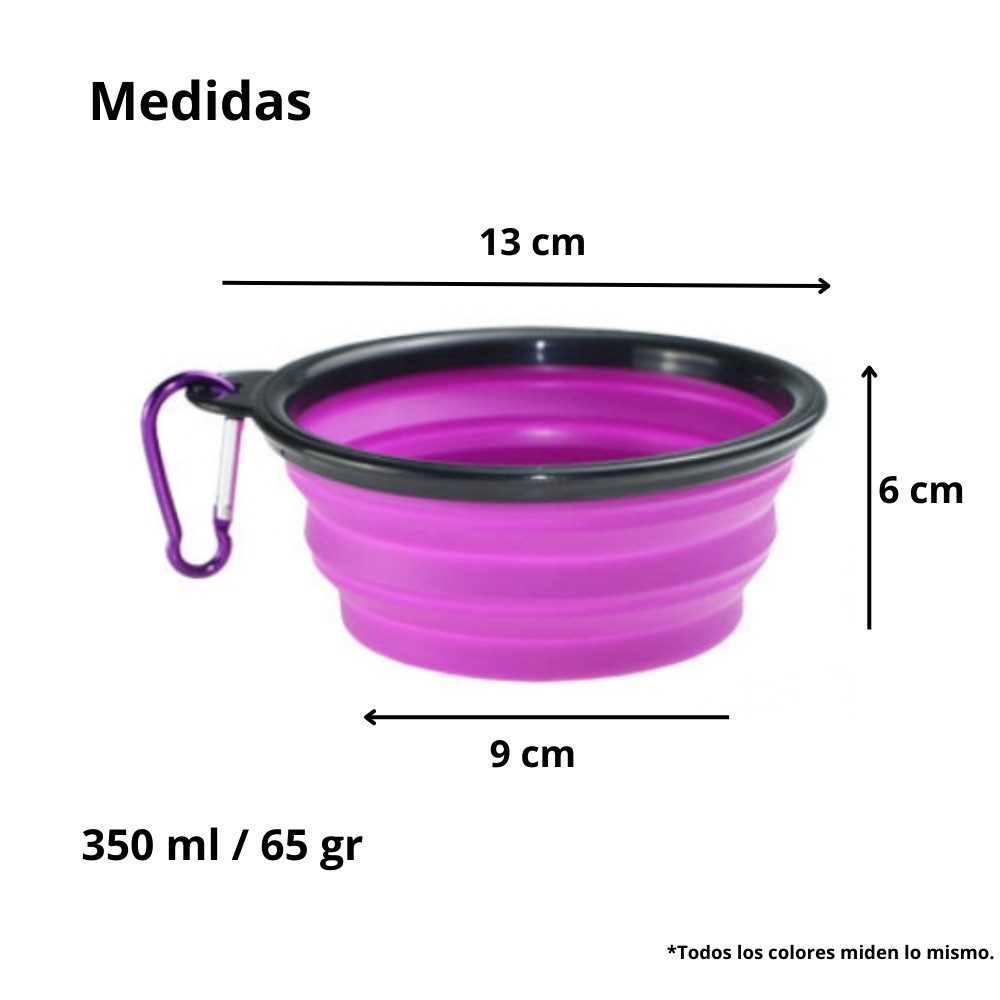 Plato Plegable de Silicona para Mascotas - Cuenco Portátil MORADO