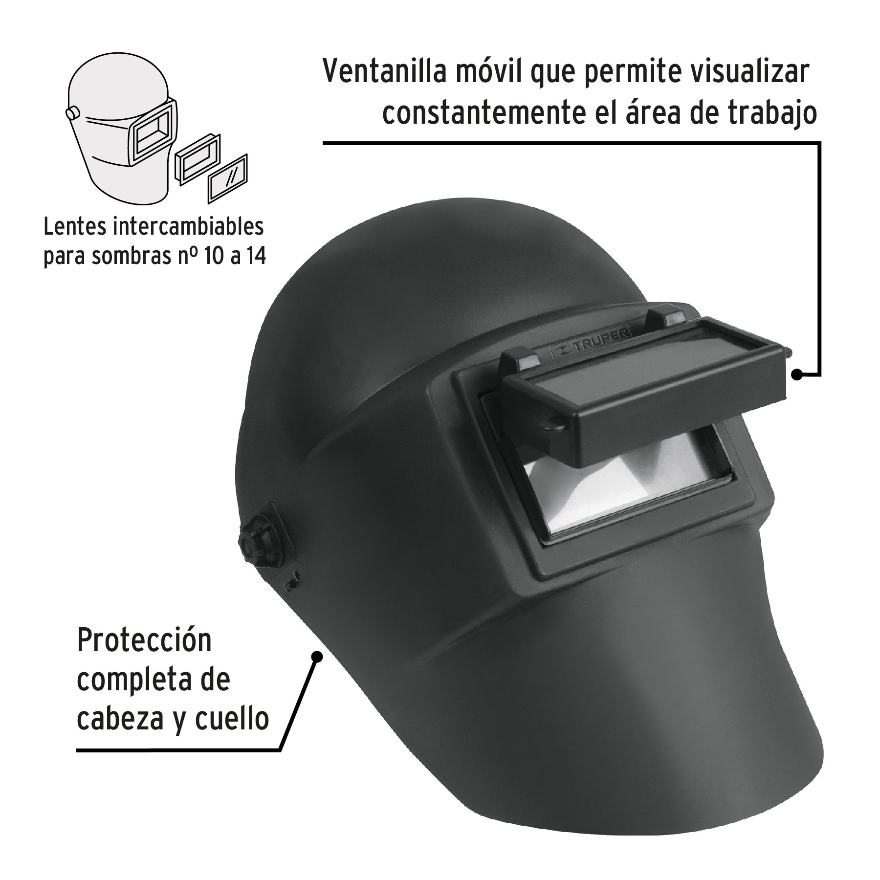CARETA PARA SOLDAR CON LENTE ABATIBLE, TRUPER 13729
