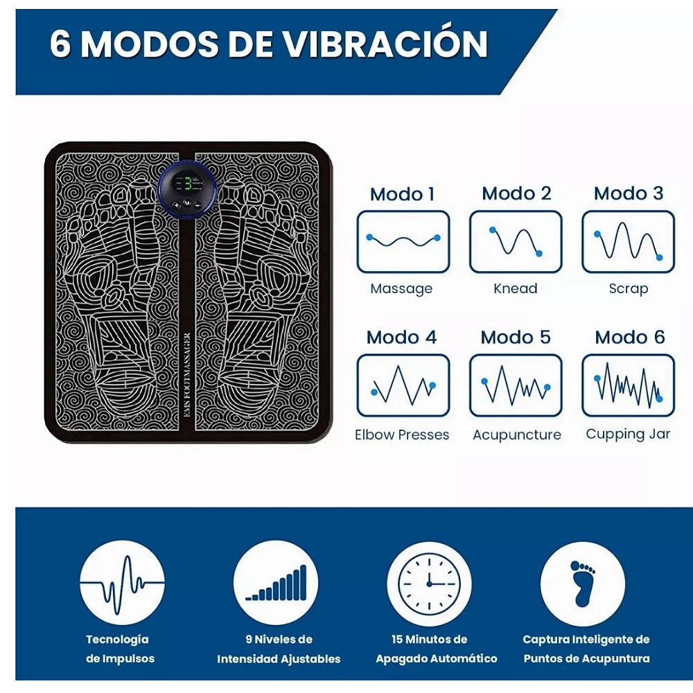 Ems Masajeador De Pies Eléctrico Con 6 Modos 9 Intensidades