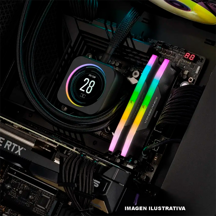 Memoria RAM DDR5 64GB 5200MT/s CORSAIR VENGEANCE RGB 2x32GB Negro CMH64GX5M2B5200C40 