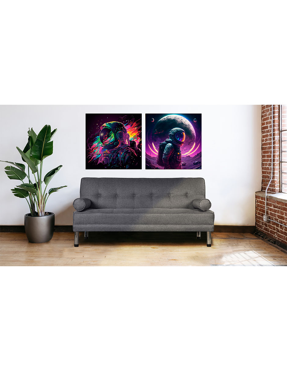 Sofá Cama De Lino Gris Oxford Modelo Calia Makora