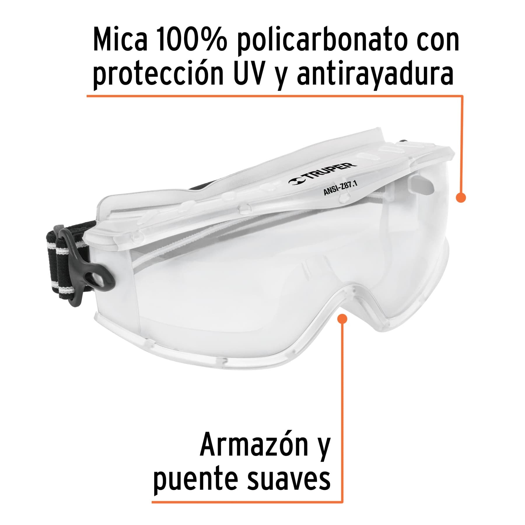 GOGGLES DE SEGURIDAD PROFESIONALES, ANTIEMPAÑO, TRUPER EXPERT 14214