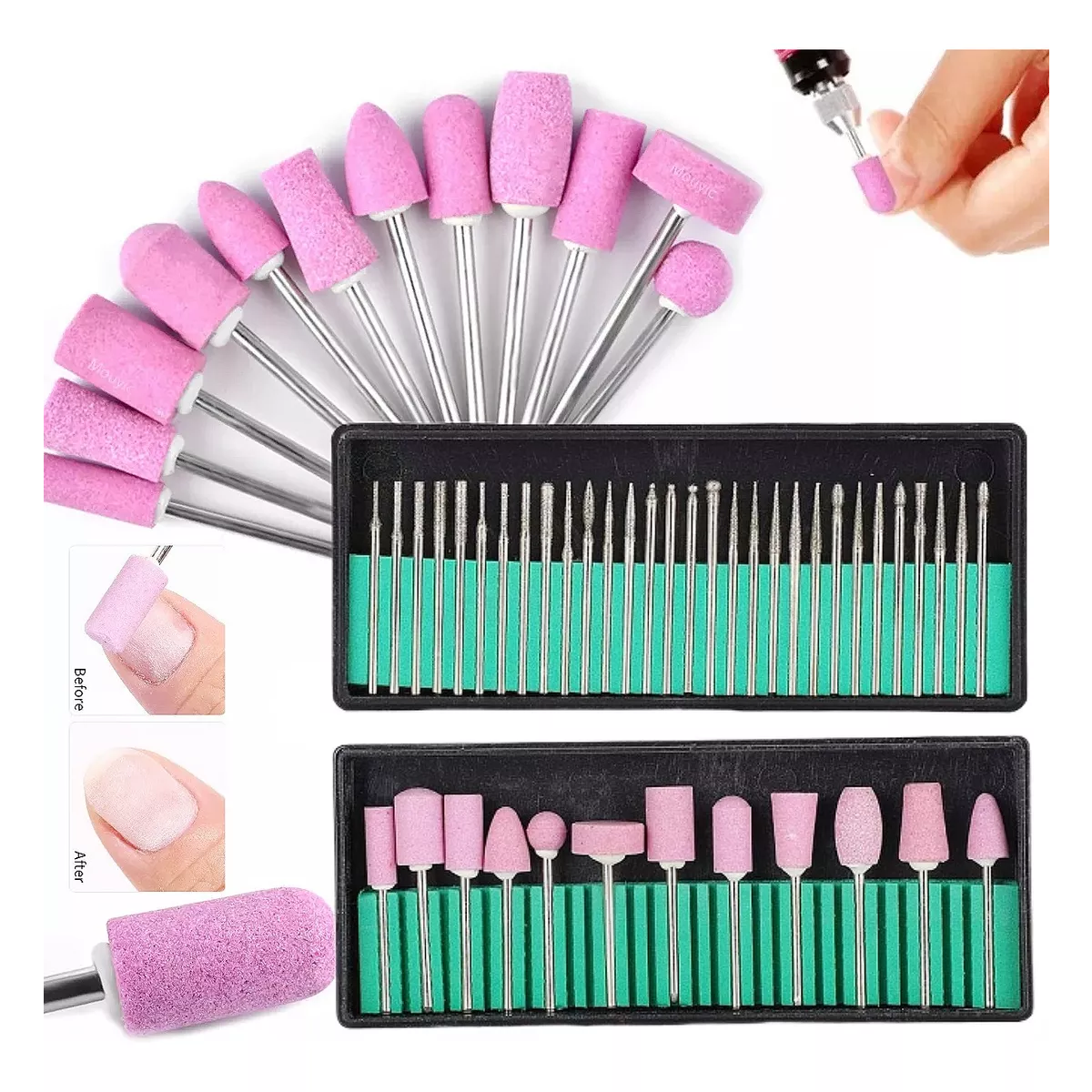 Set 42 Pulidor Taladro Puntas Para Nail Drill Uñas Profesional