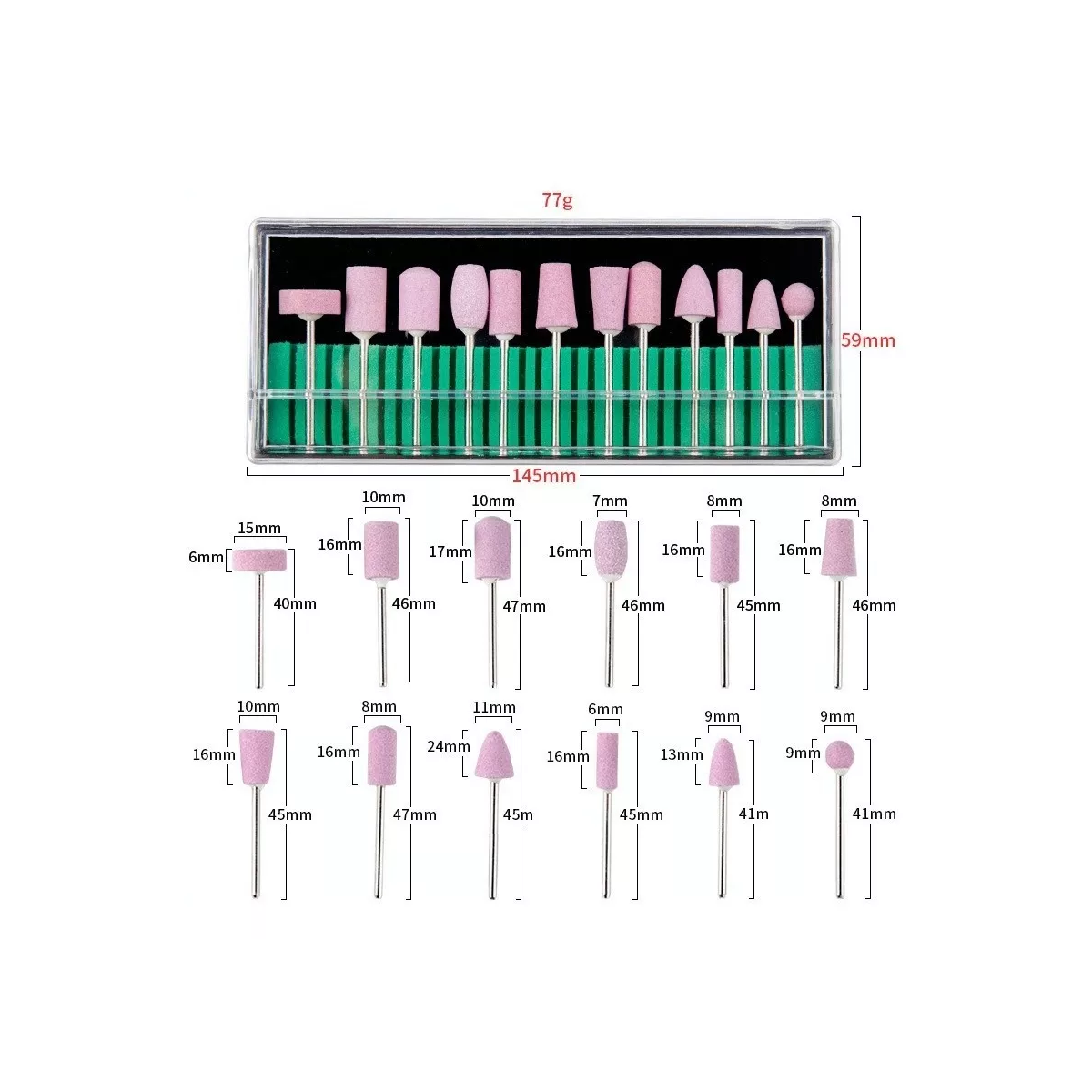 Set 42 Pulidor Taladro Puntas Para Nail Drill Uñas Profesional