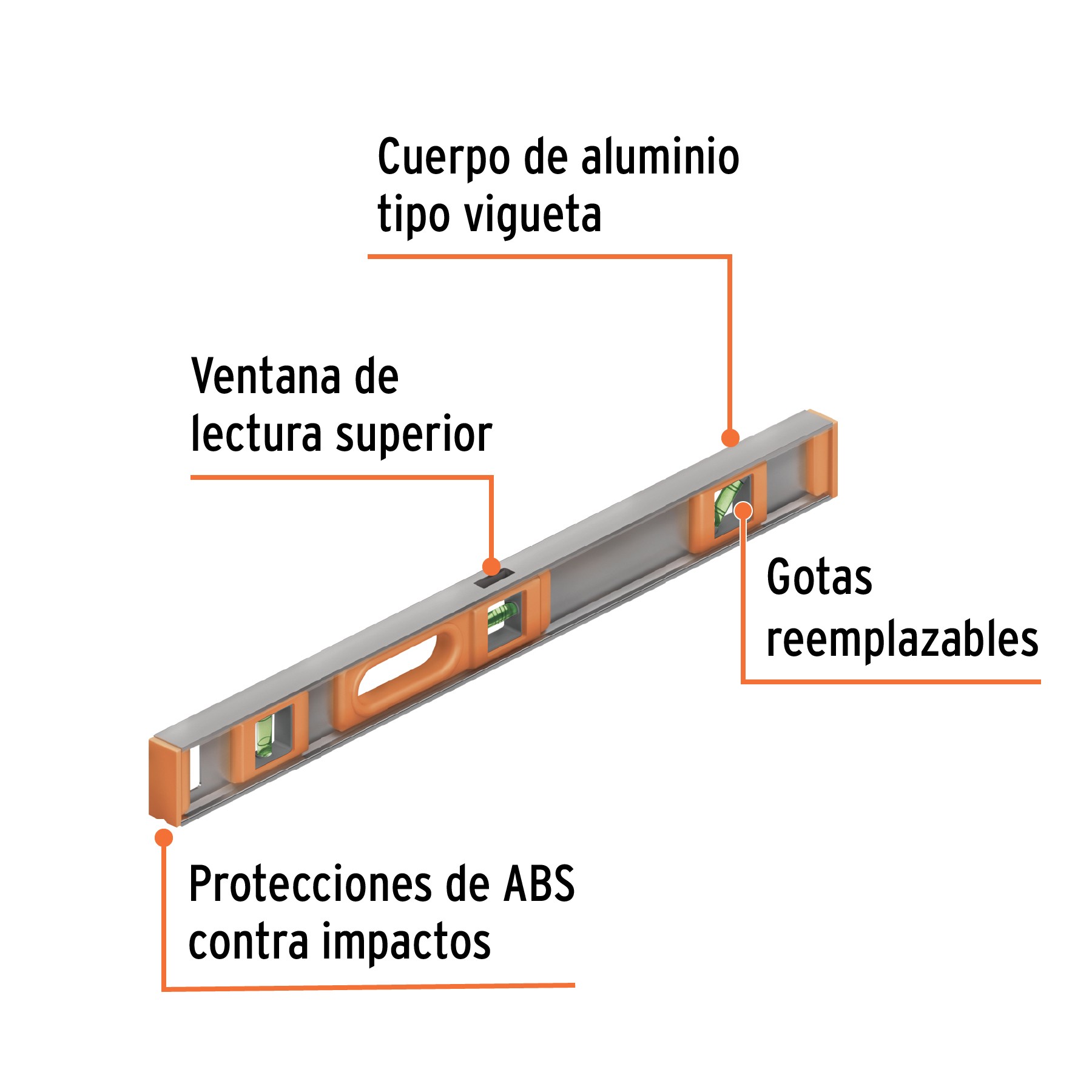NIVEL PROFESIONAL DE 24" CON PROTECCIÓN DE ABS, TRUPER 17036