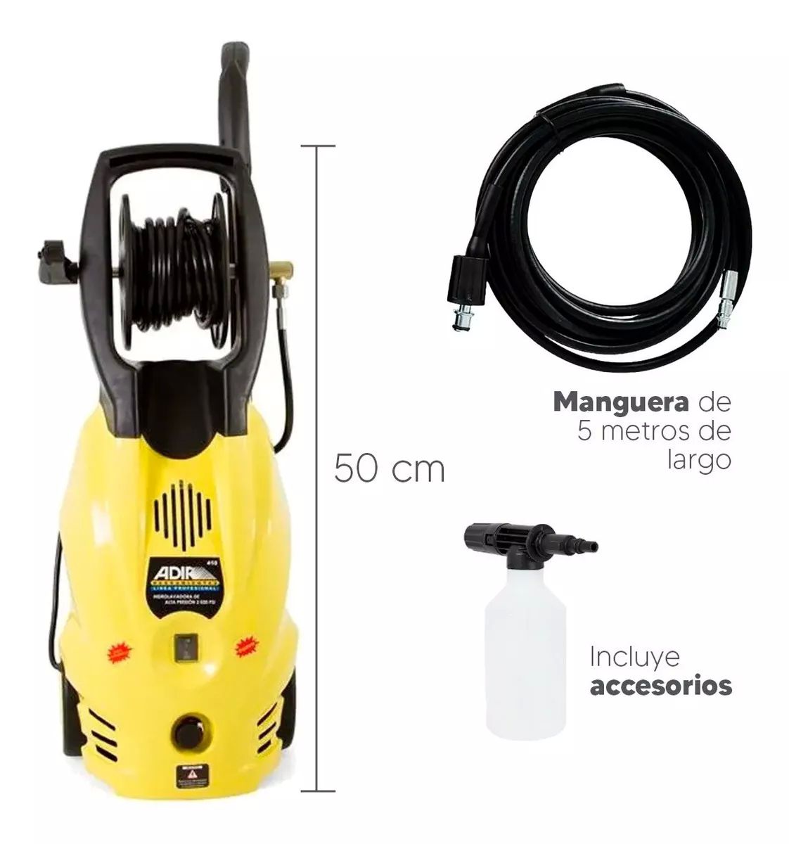 Hidrolavadora Alta Presión 2030 Psi Rebobinado Adir 410 Color Amarillo