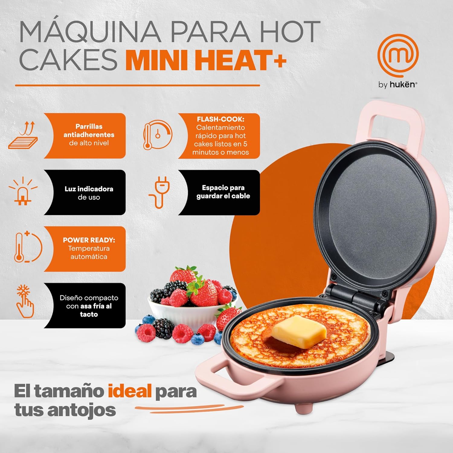 Máquina para Hotcakes Masterchef rosa MK-HC-1Pink