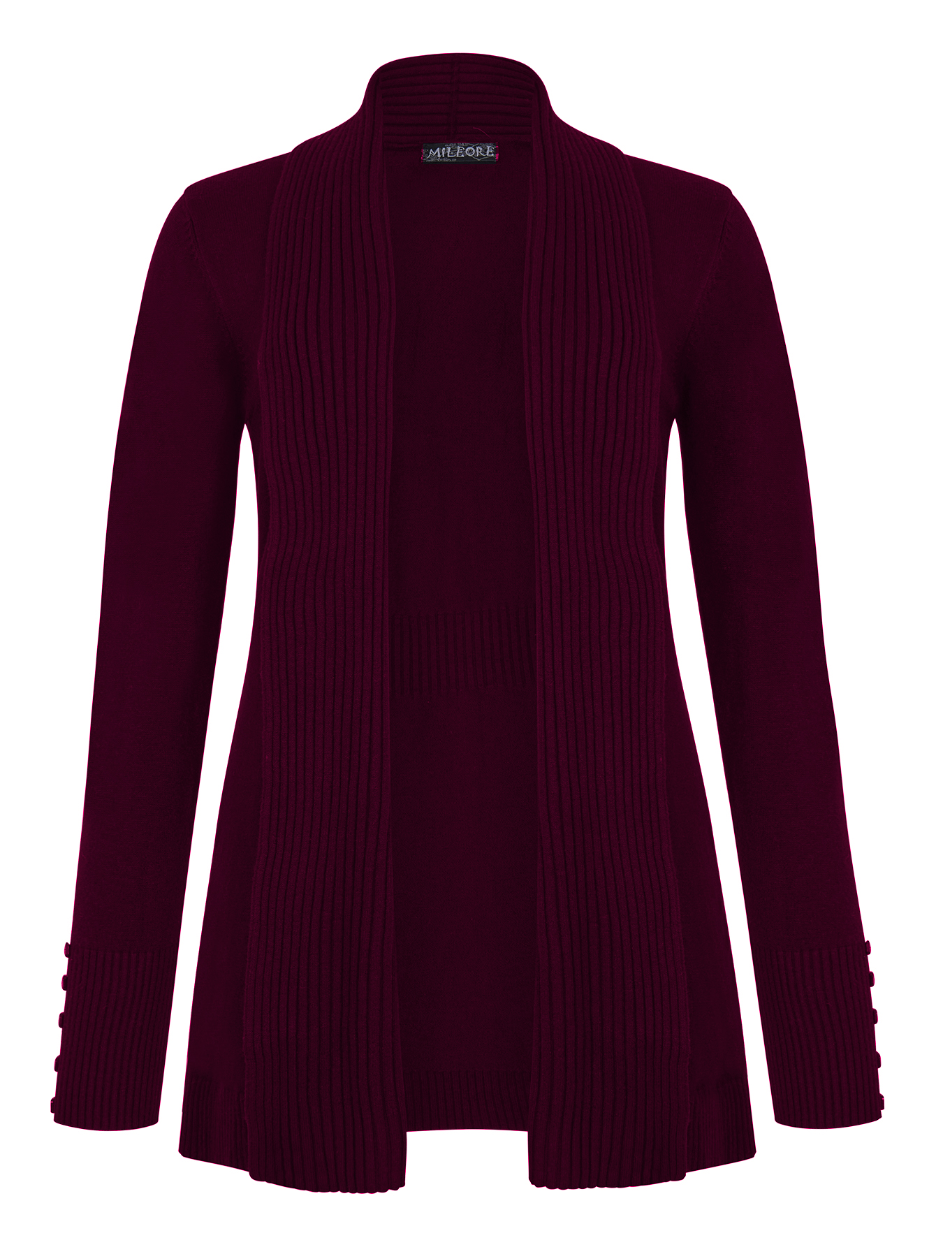 SUETER CARDIGAN ABIERTO ABAJO DE LA CADERA FASHION BOUQUET ACANALADO