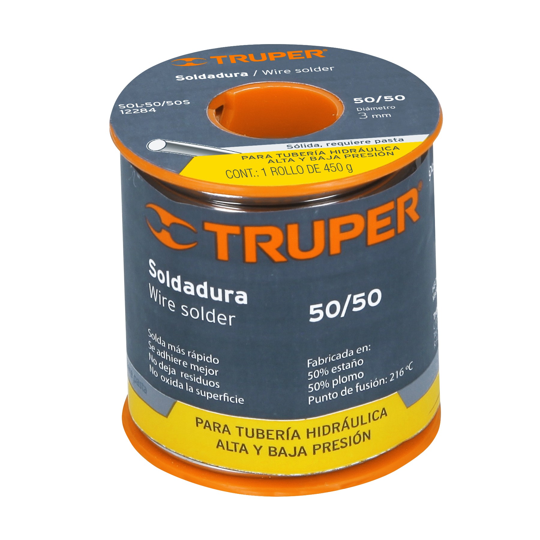 SOLDADURA SÓLIDA 50/50 PARA TUBERÍA HIDRÁULICA, 450 G TRUPER 12284