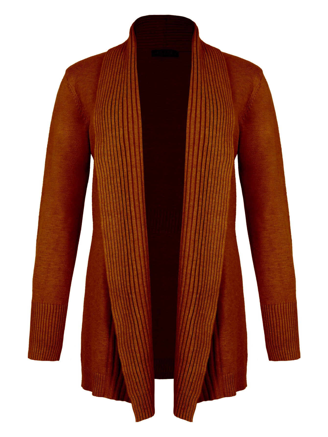 SUETER CARDIGAN ABIERTO ABAJO DE LA CADERA FASHION BOUQUET ACANALADO