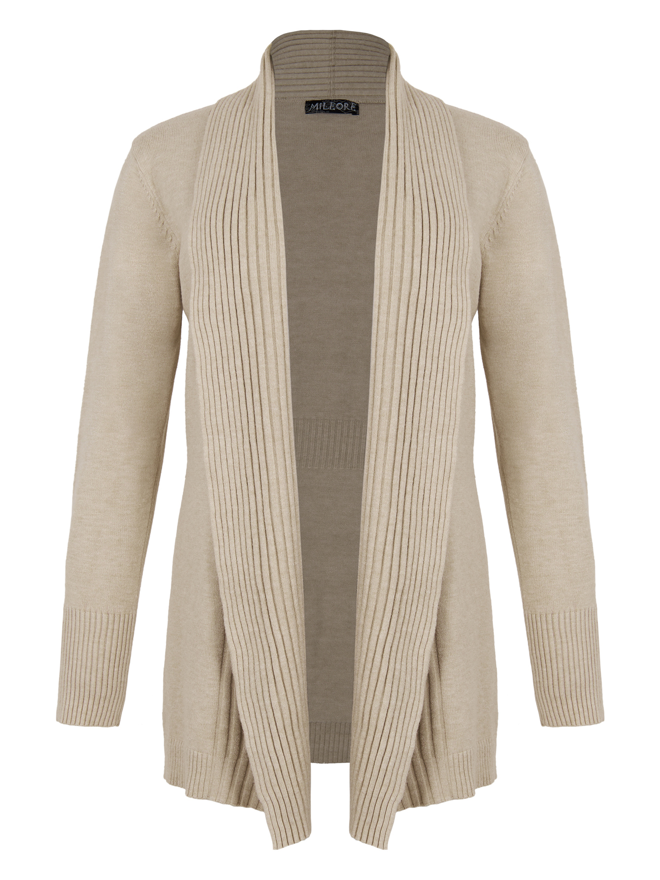 SUETER CARDIGAN ABIERTO ABAJO DE LA CADERA FASHION BOUQUET ACANALADO