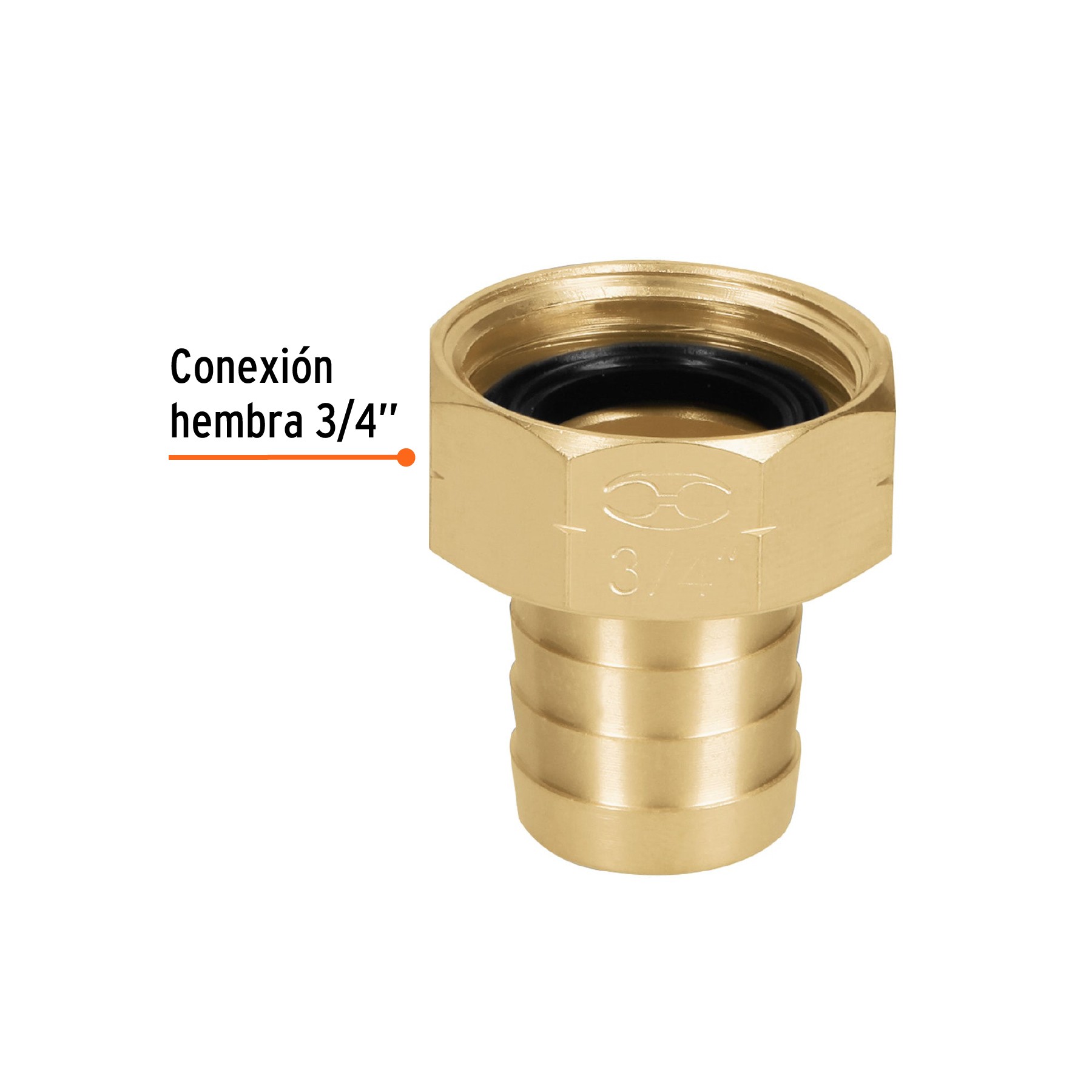 CONECTOR 3/4" HEMBRA DE LATÓN SÓLIDO PARA MANGUERA, TRUPER 12286