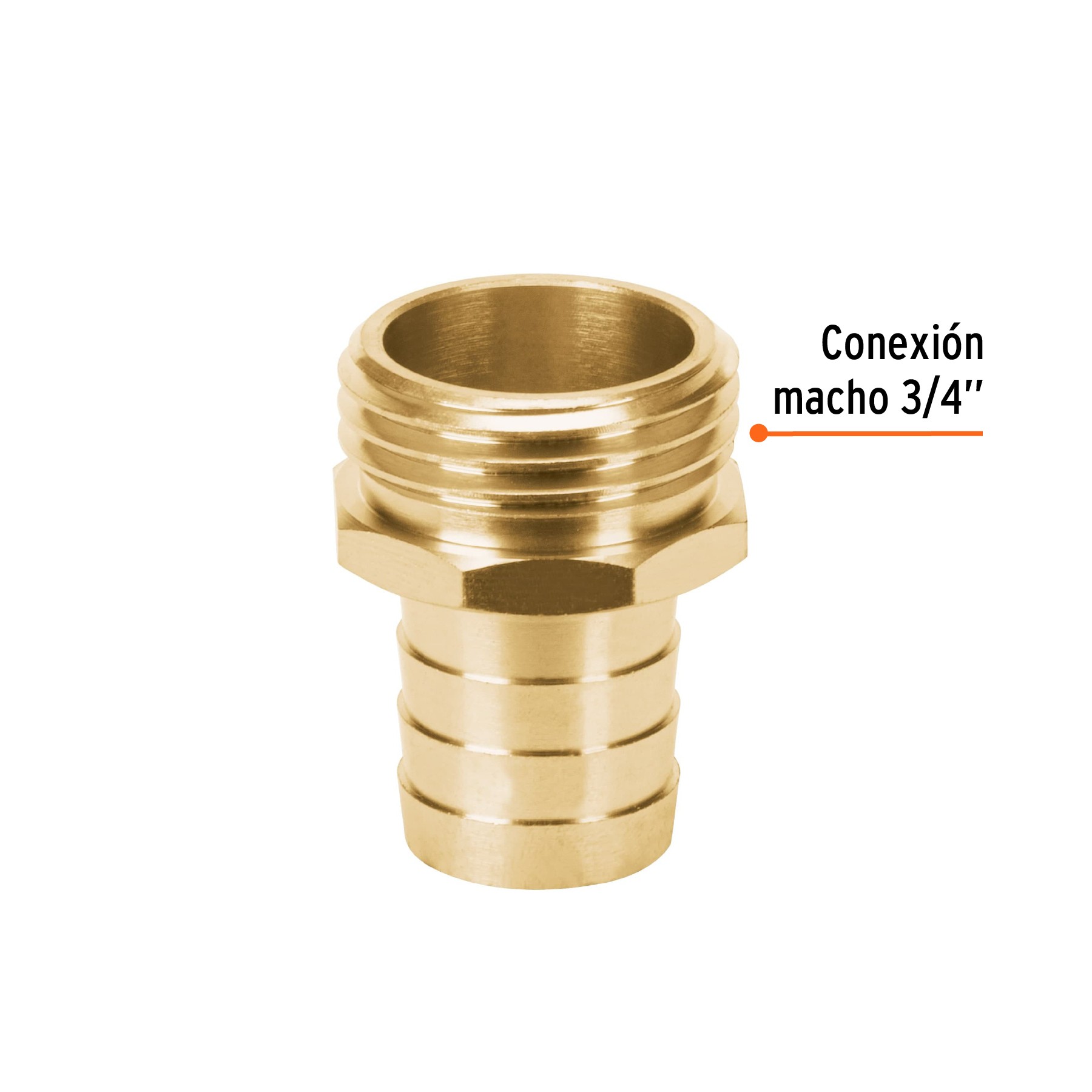 CONECTOR 3/4" MACHO DE LATÓN SÓLIDO PARA MANGUERA, TRUPER 12287