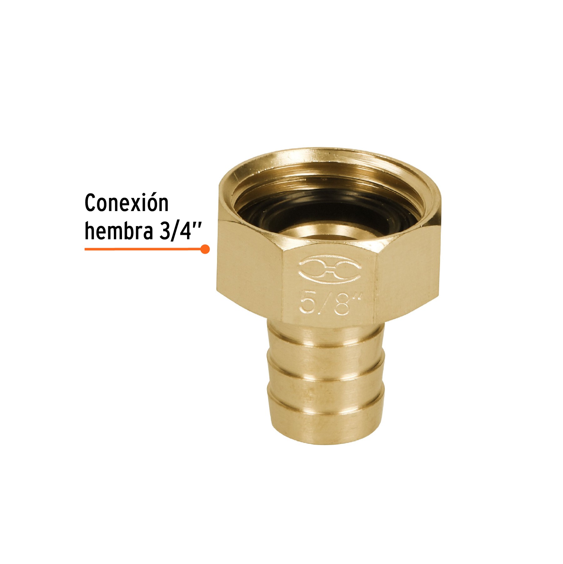 CONECTOR 5/8" HEMBRA DE LATÓN SÓLIDO PARA MANGUERA, TRUPER 12288