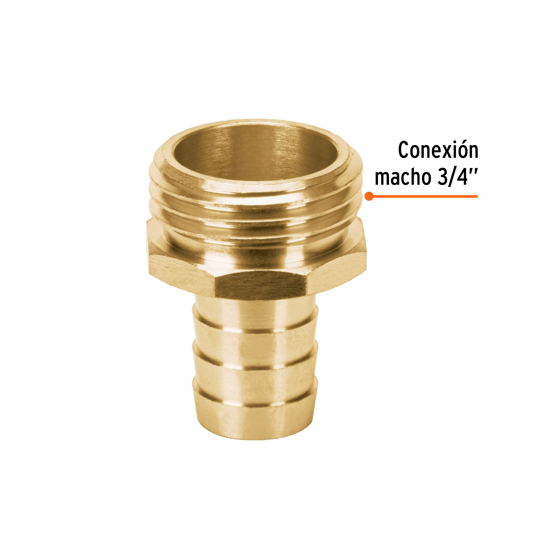 CONECTOR 5/8" MACHO DE LATÓN SÓLIDO PARA MANGUERA, TRUPER 12289