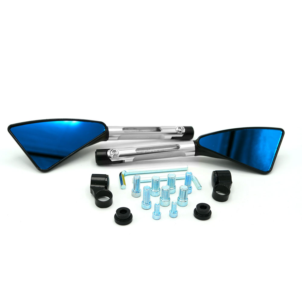 Espejo Para Moto Rasen Deportivo Con Vidrio Azul Tipo Rebanada Universal            Plateado