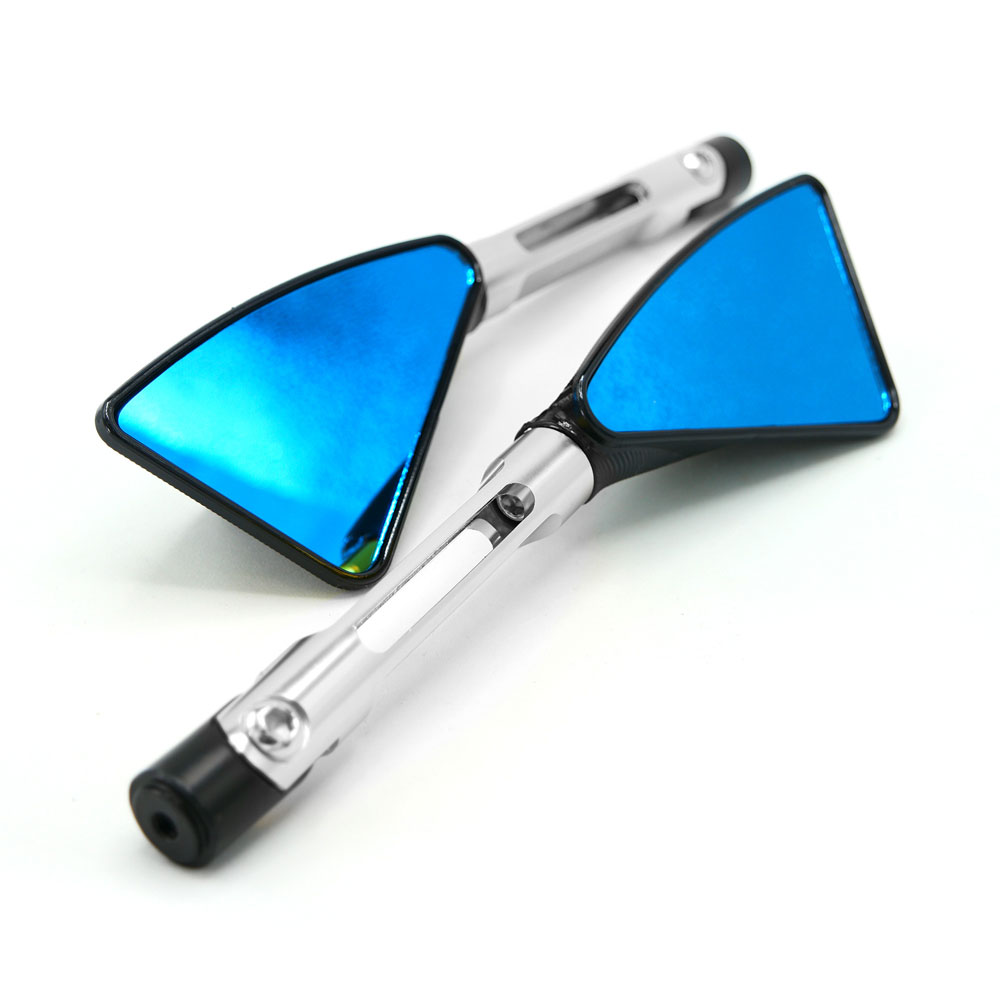 Espejo Para Moto Rasen Deportivo Con Vidrio Azul Tipo Rebanada Universal            Plateado