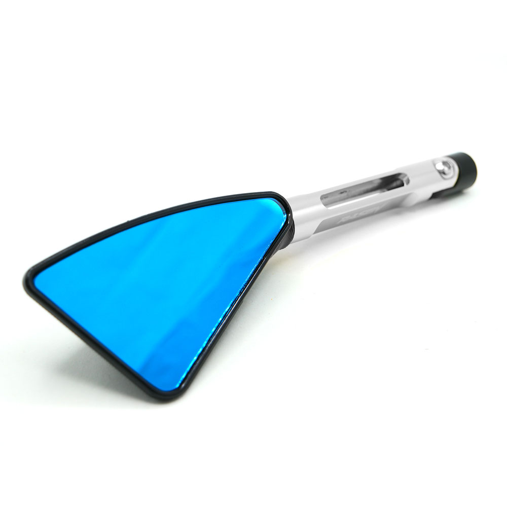 Espejo Para Moto Rasen Deportivo Con Vidrio Azul Tipo Rebanada Universal            Plateado
