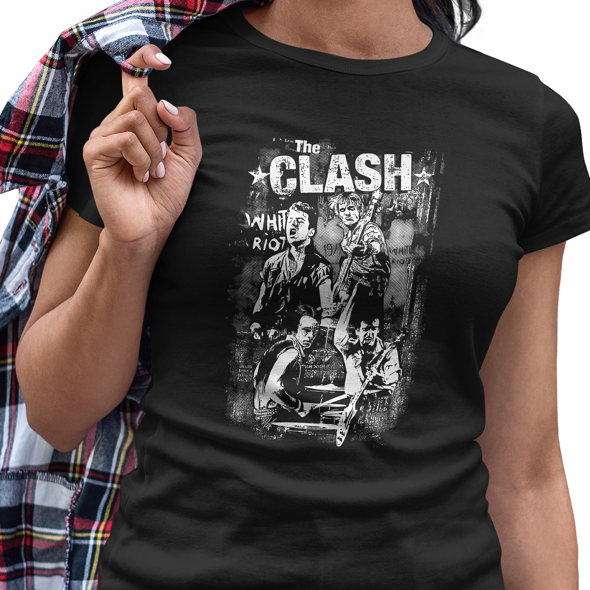 Playera Casual Negra para Dama The Clash Banda Rock Musica