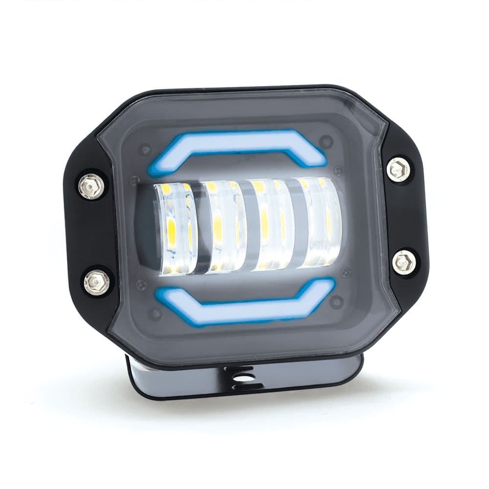 Faro Para Moto Rasen Auxiliar Led Con Estrobo 4 Led Con Ojo De Angel Con Luz De Contorno     