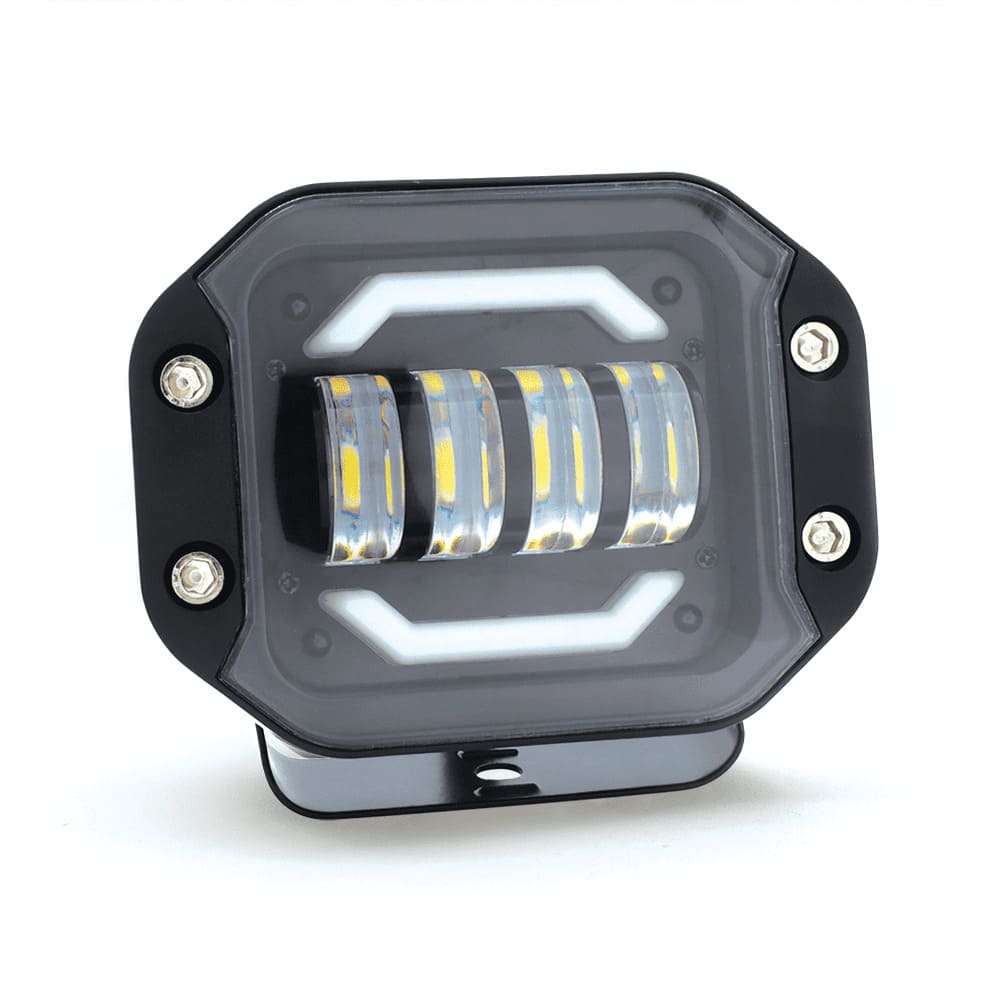 Faro Para Moto Rasen Auxiliar Led Con Estrobo 4 Led Con Ojo De Angel Con Luz De Contorno     