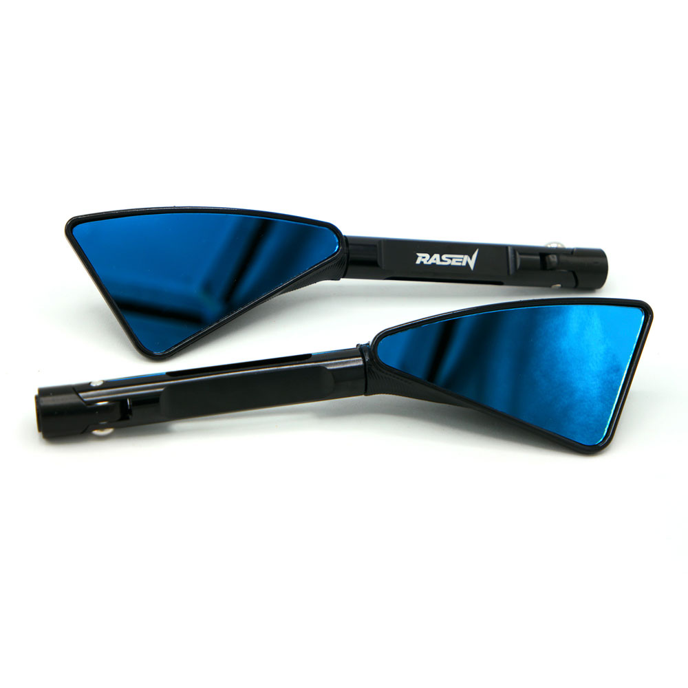 Espejo Para Moto Rasen Deportivo Con Vidrio Azul Tipo Rebanada Universal            Negro