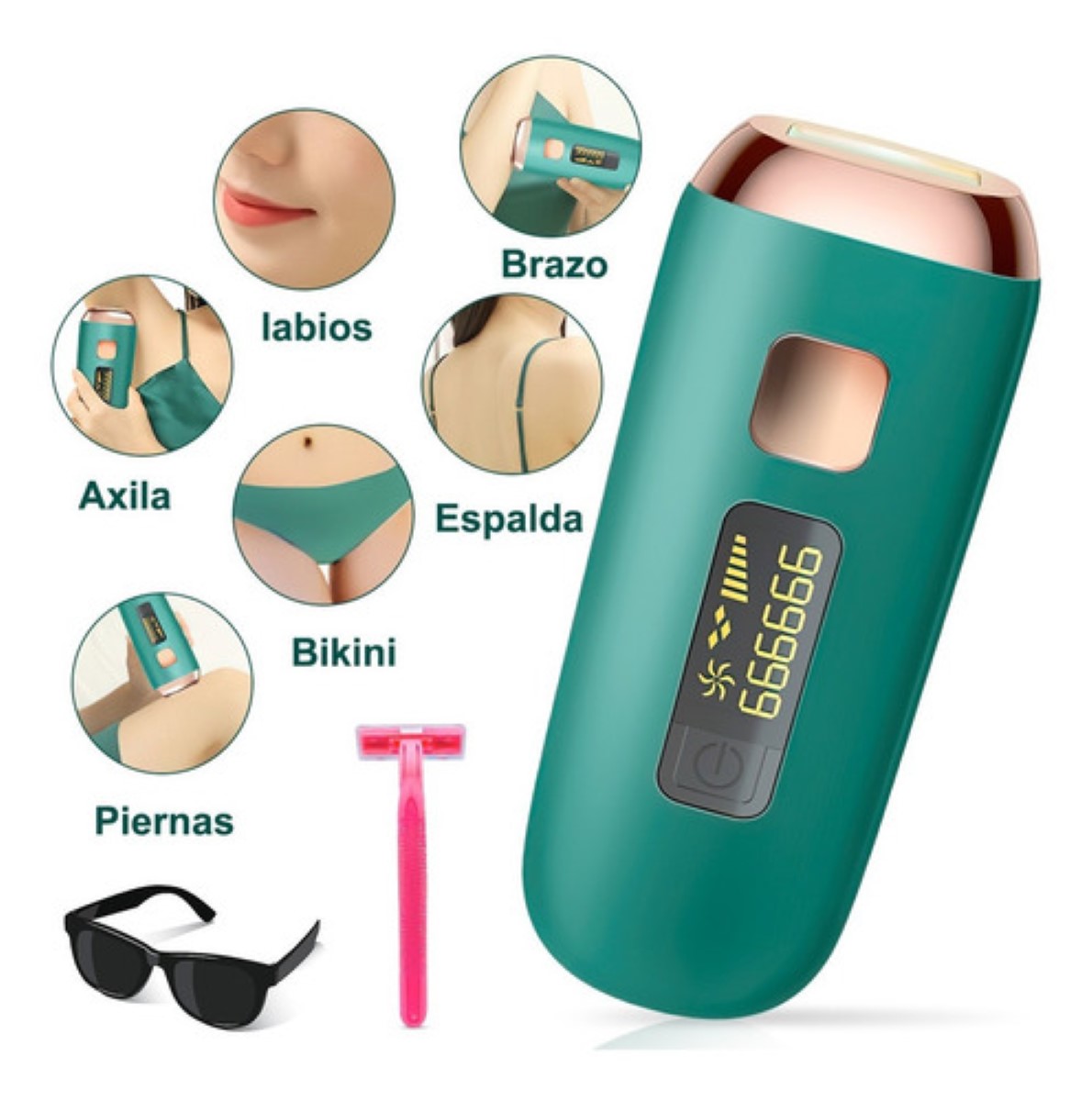 Depiladora Láser Permanente Lpl Para Cuerpo Y Cara Verde