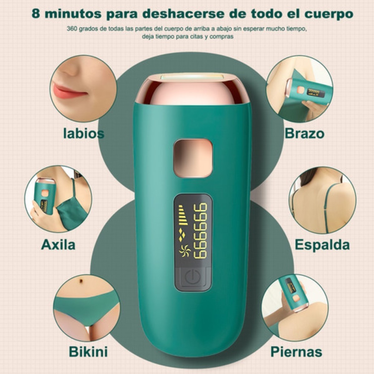 Depiladora Láser Permanente Lpl Para Cuerpo Y Cara Verde