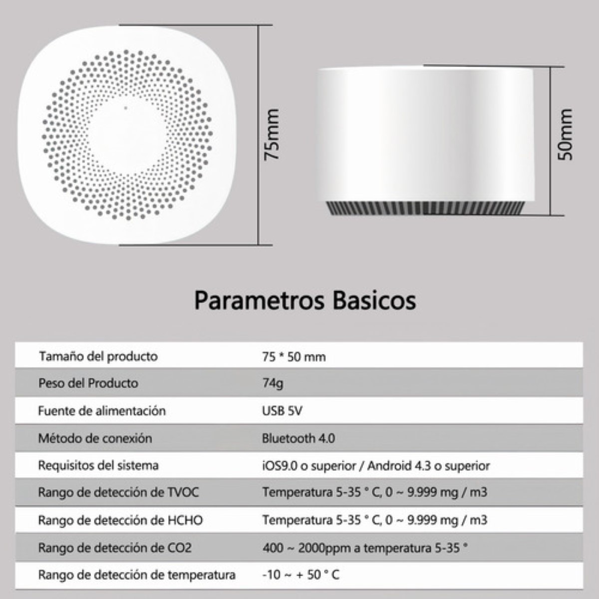 Termometro Ambiental Medidor Co2 Aire Multifuncional 4 en 1 BLANCO