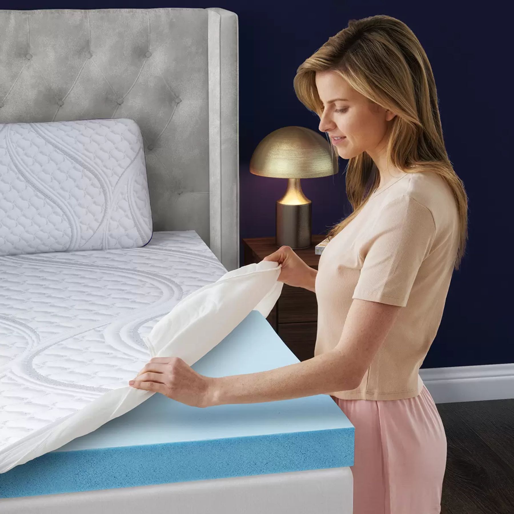 Novaform Cubre Colchón de Espuma de Memoria de Gel CST - BLANCO