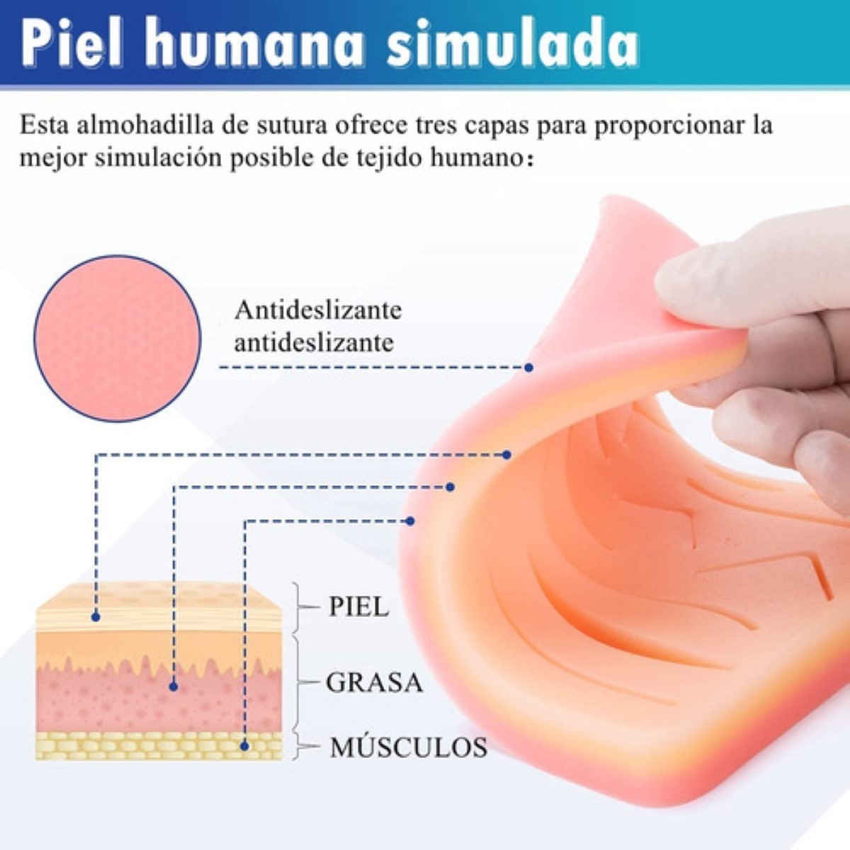 Kit de práctica de sutura para estudiantes de medicina Kit de entrenamiento  de sutura que incluye almohadilla de sutura de silicona con 17