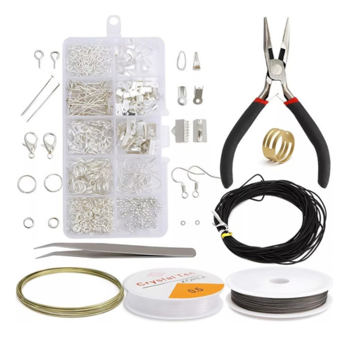 Kit De Bisutería Para Hacer Aretes, Joyas, 712 Piezas plata