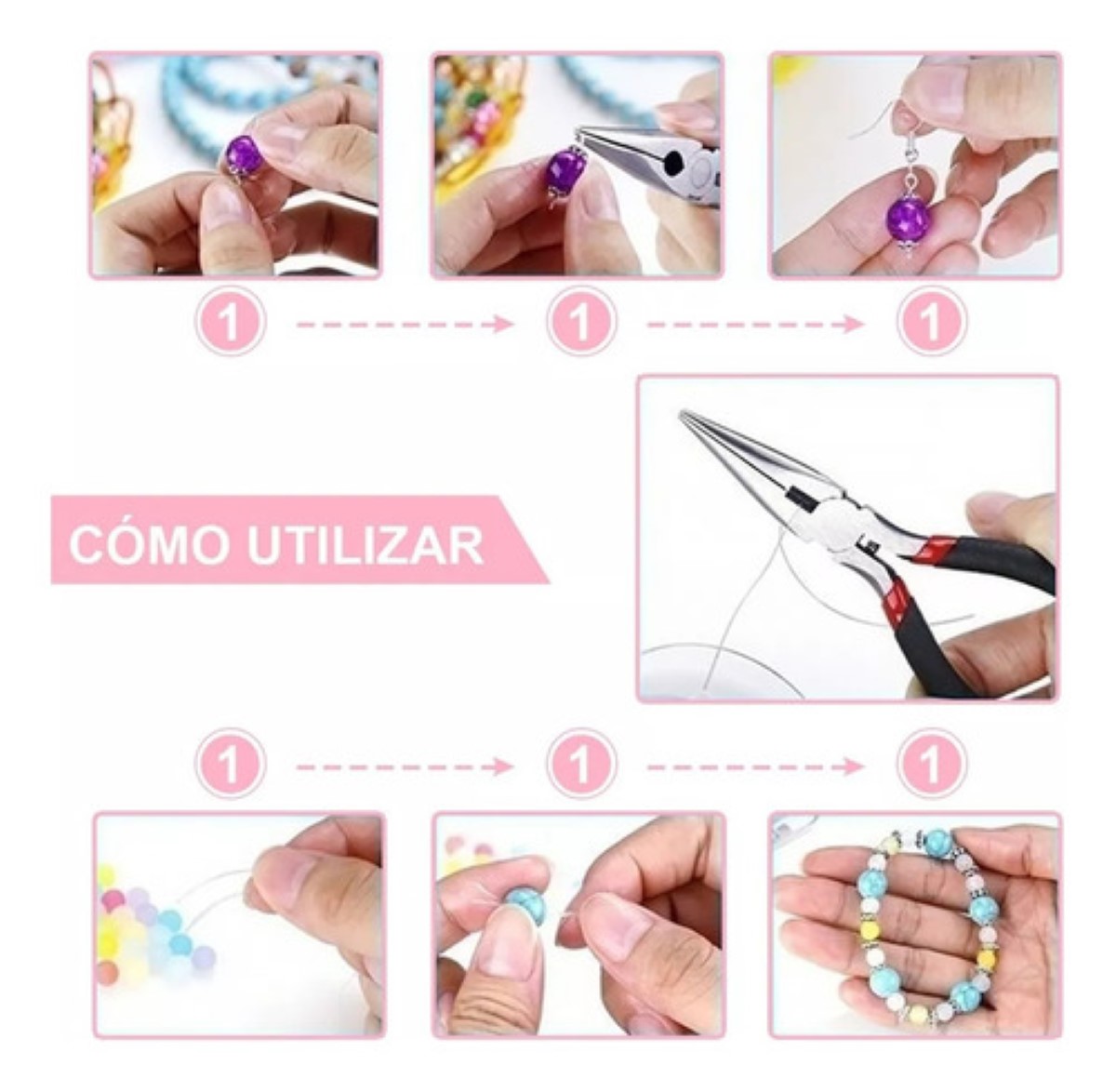 Kit De Bisutería Para Hacer Aretes, Joyas, 712 Piezas plata