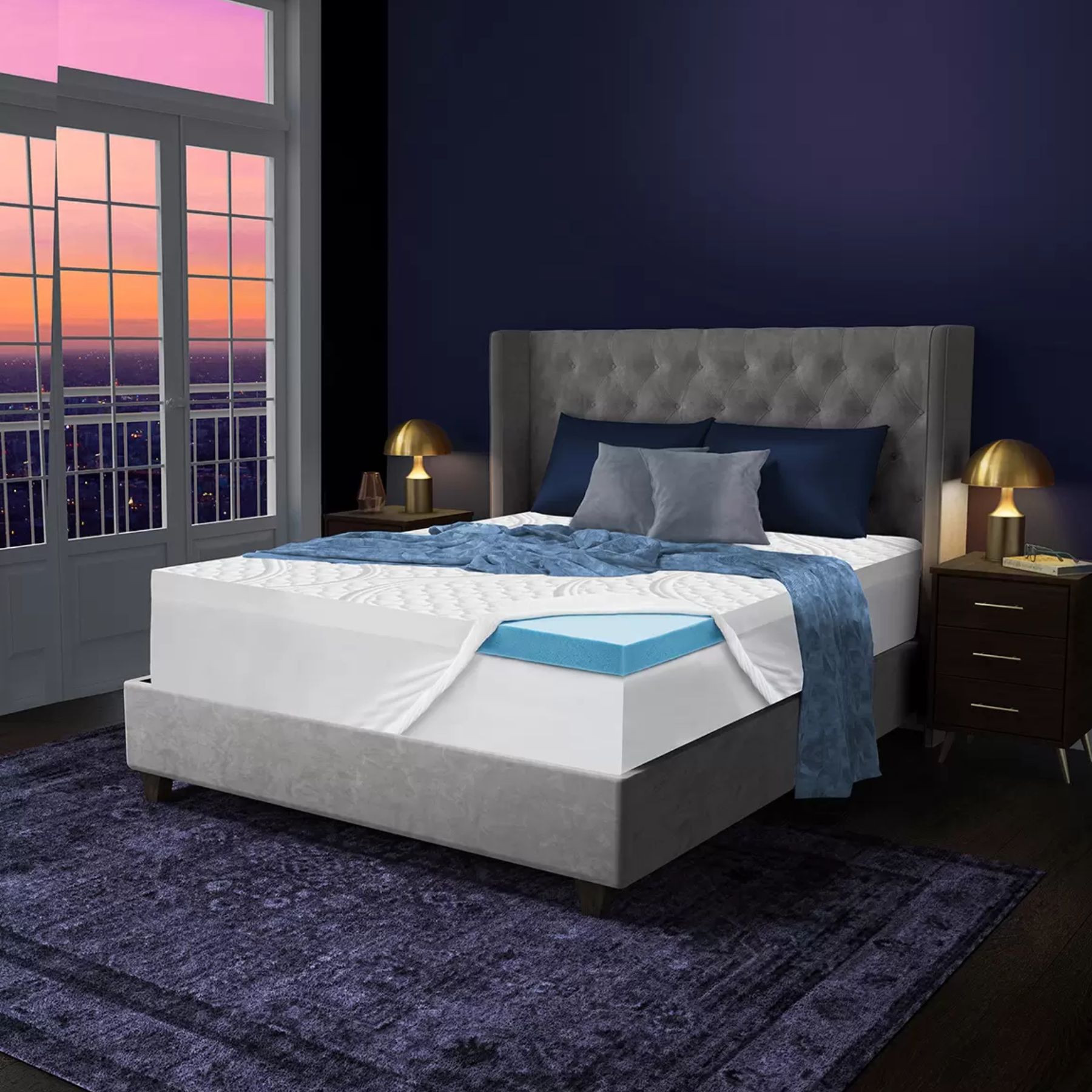 Cubre Colchón de Espuma de Memoria de Gel QUEEN Novaform  CST-BLANCO