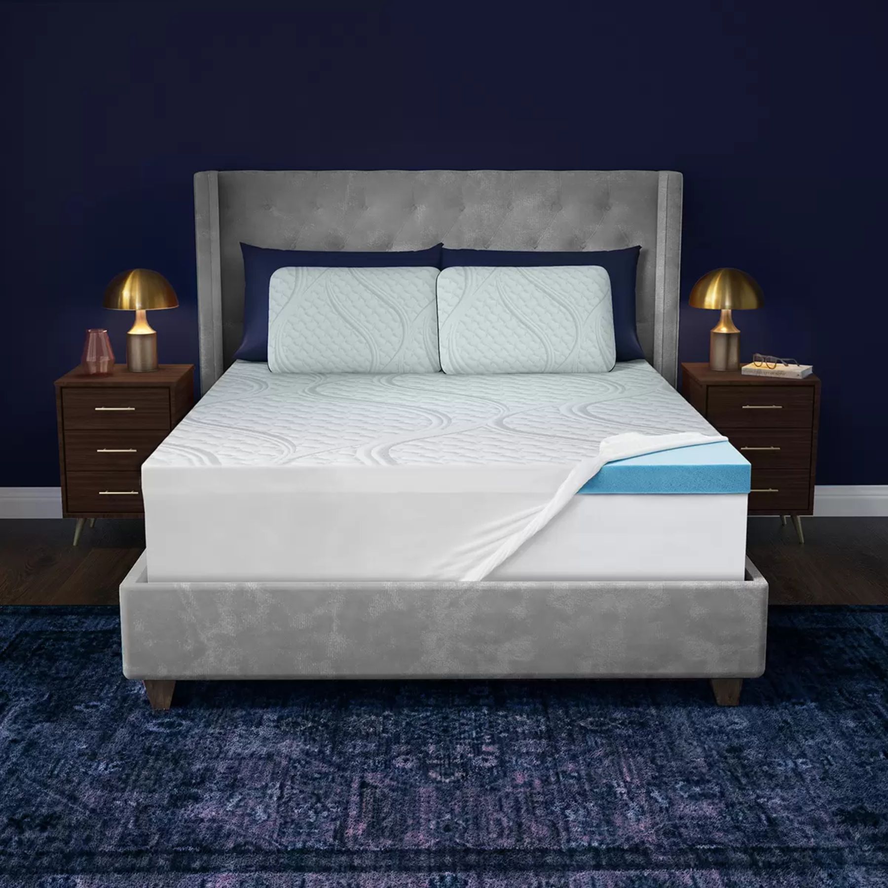 Cubre Colchón de Espuma de Memoria de Gel QUEEN Novaform  CST-BLANCO