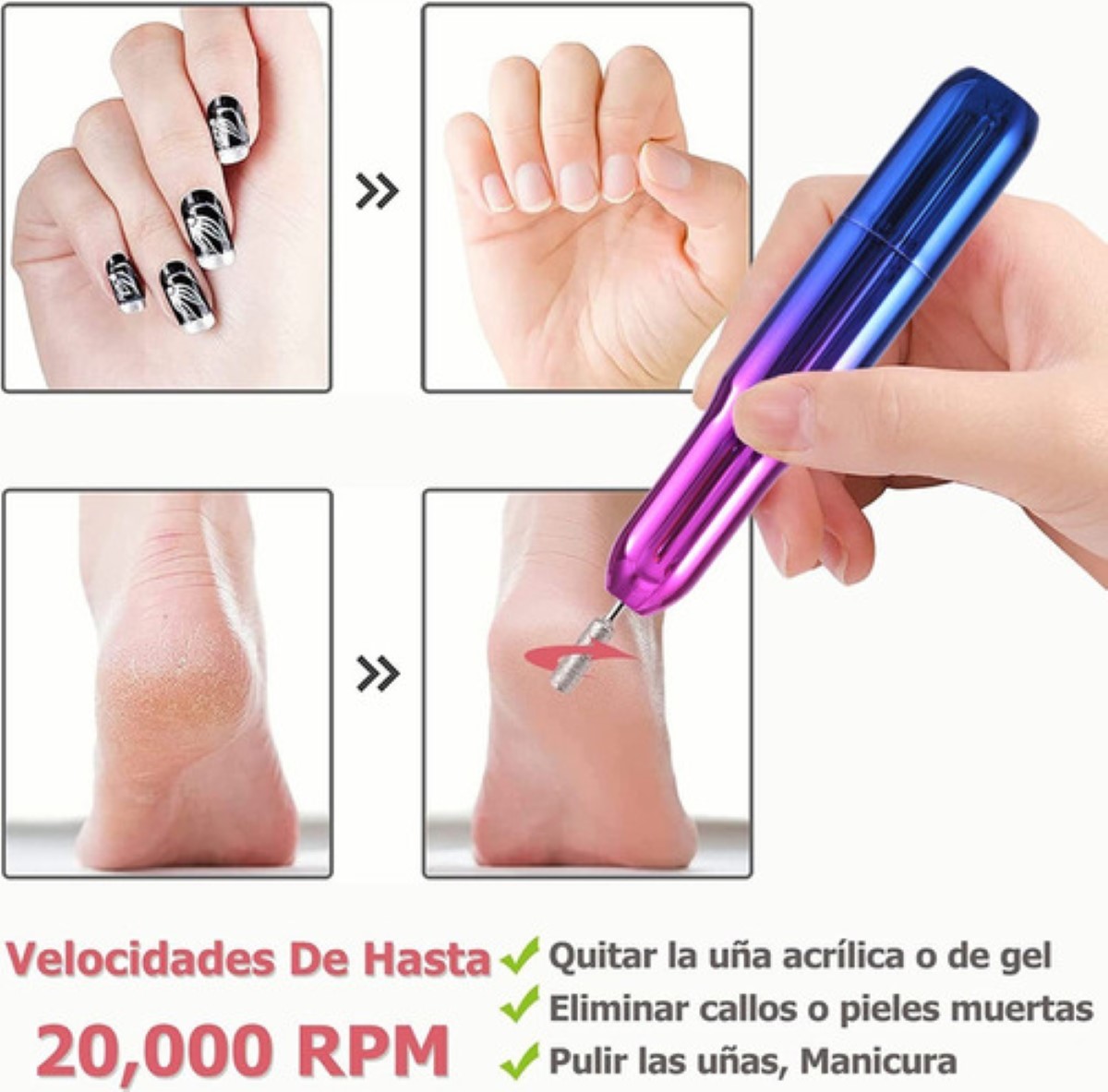 Pulidor Esmeril Uñas Taladro Para Uñas Acrílicas Profesional