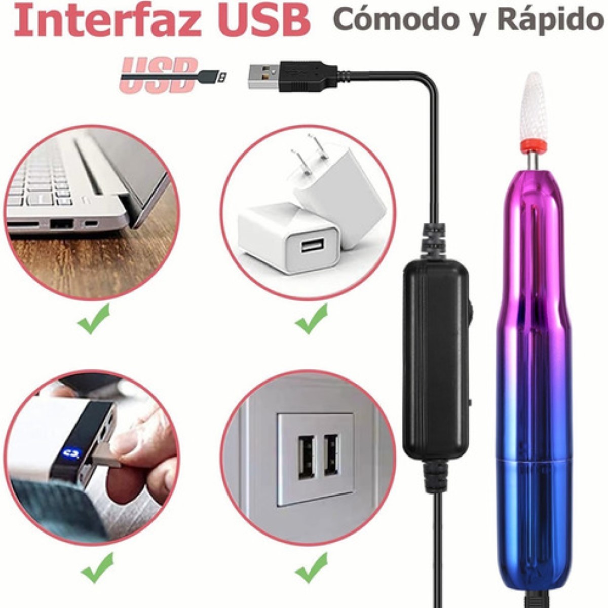 Pulidor Esmeril Uñas Taladro Para Uñas Acrílicas Profesional