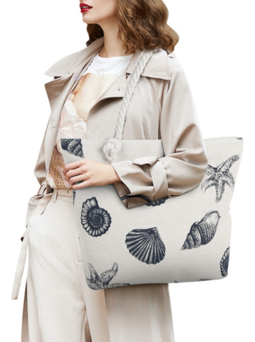 Bolsa Moda Tote Bag De Lona Impermeable Para Playa BLANCO