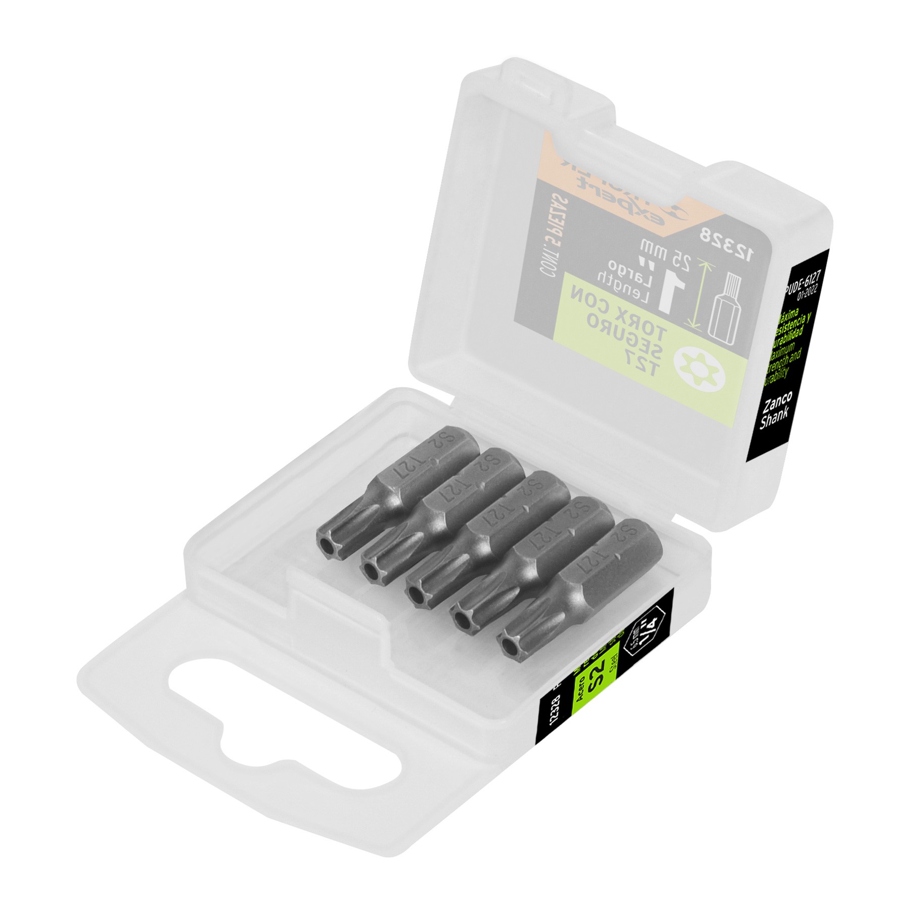 ESTUCHE CON 5 PUNTAS TORX T27 CON SEGURO LARGO 1", TRUPER EXPERT 12328