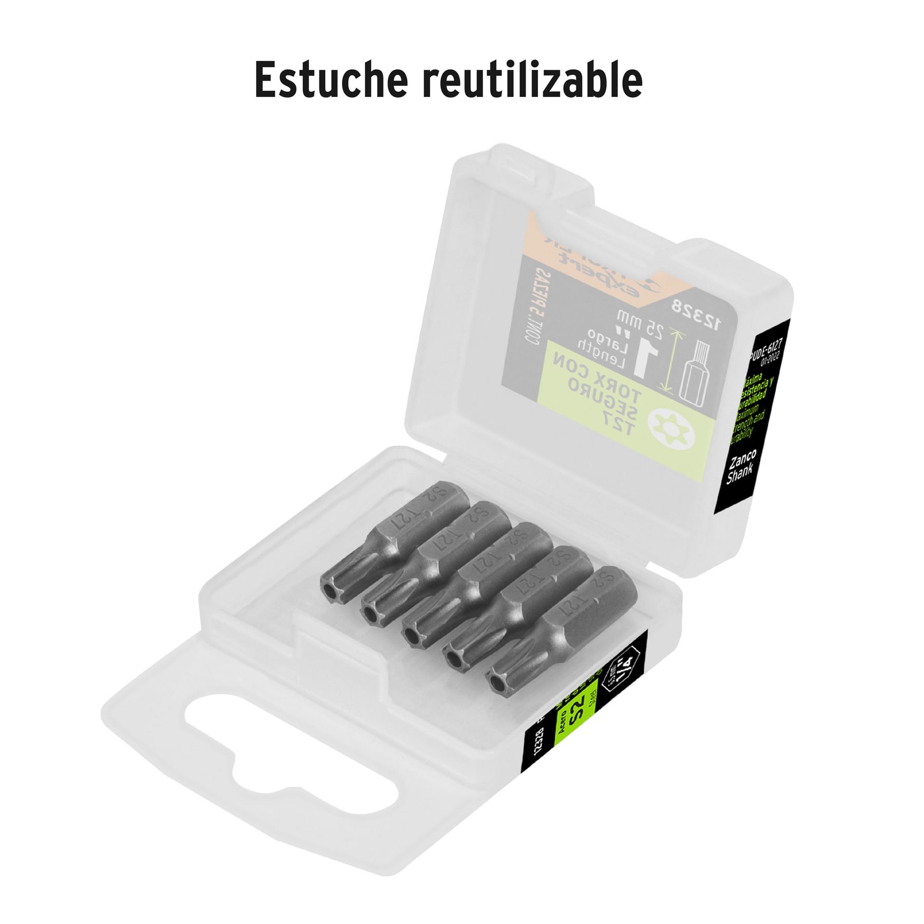 ESTUCHE CON 5 PUNTAS TORX T27 CON SEGURO LARGO 1", TRUPER EXPERT 12328